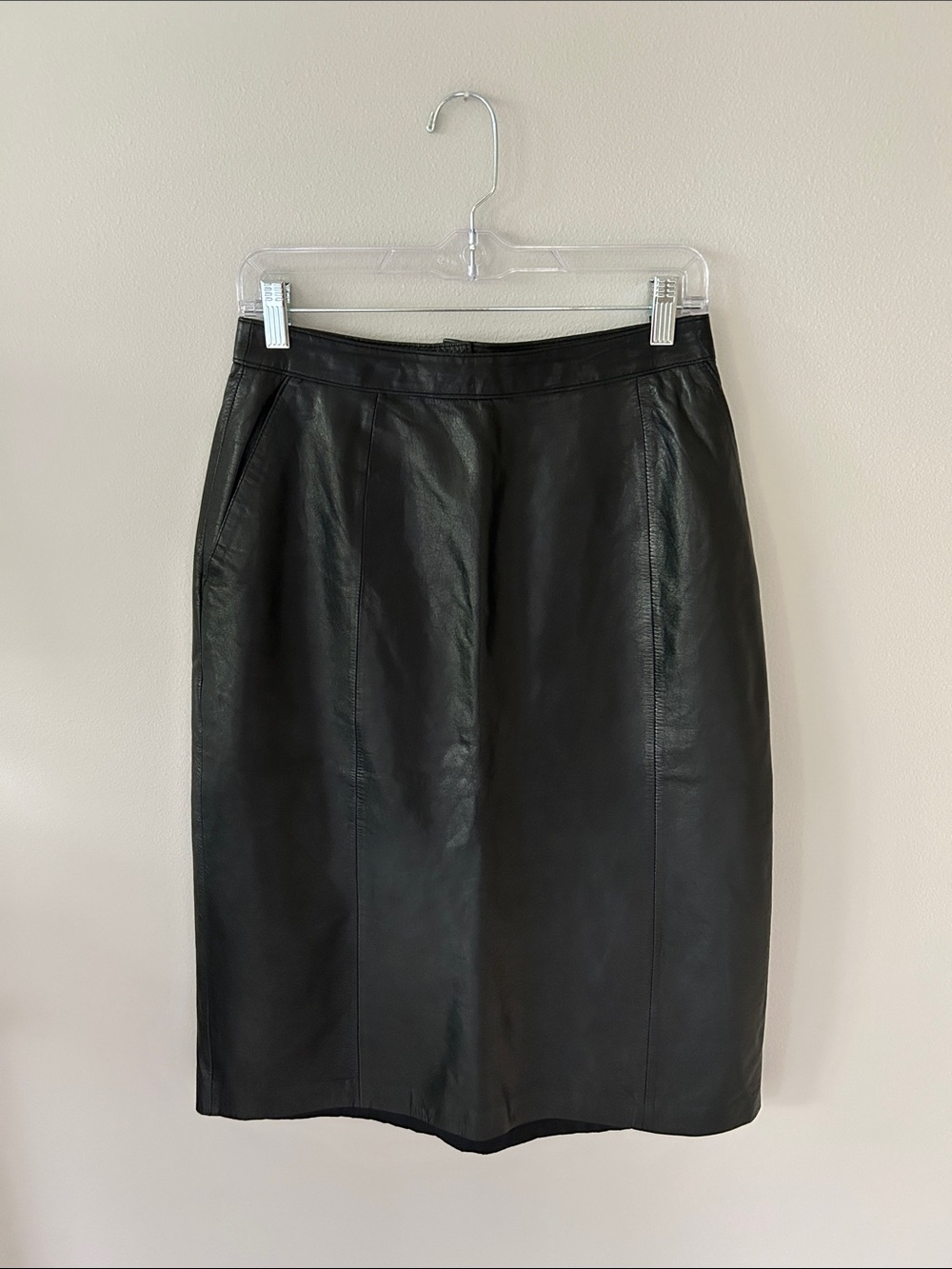 Vintage Berman’s Classic Black Leather Pencil Skirt size 12